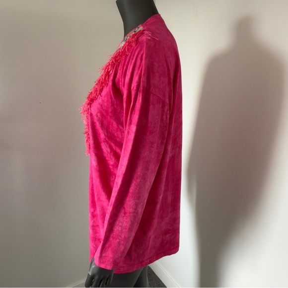 ☁️ Vintage Joanie W. Hot Pink Fringe Western Tunic – One Size - Picture 2 of 8